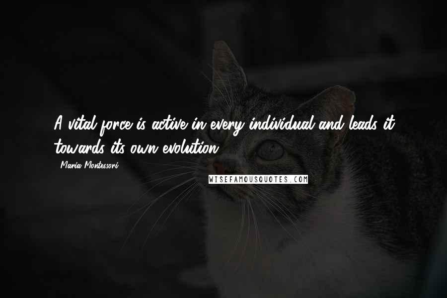 Maria Montessori Quotes: A vital force is active in every individual and leads it towards its own evolution.