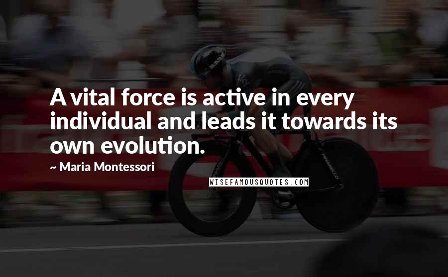 Maria Montessori Quotes: A vital force is active in every individual and leads it towards its own evolution.