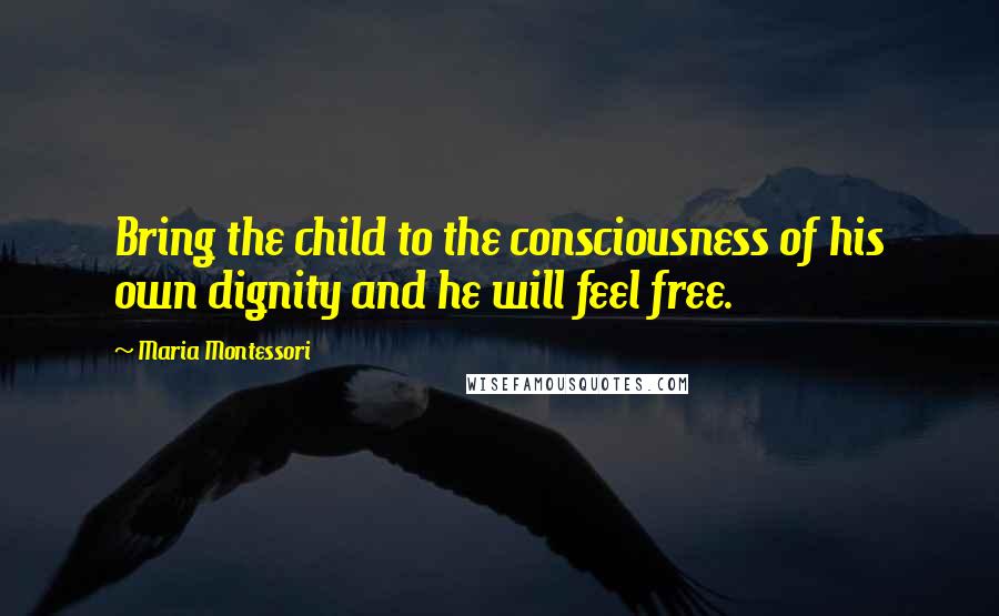 Maria Montessori Quotes: Bring the child to the consciousness of his own dignity and he will feel free.
