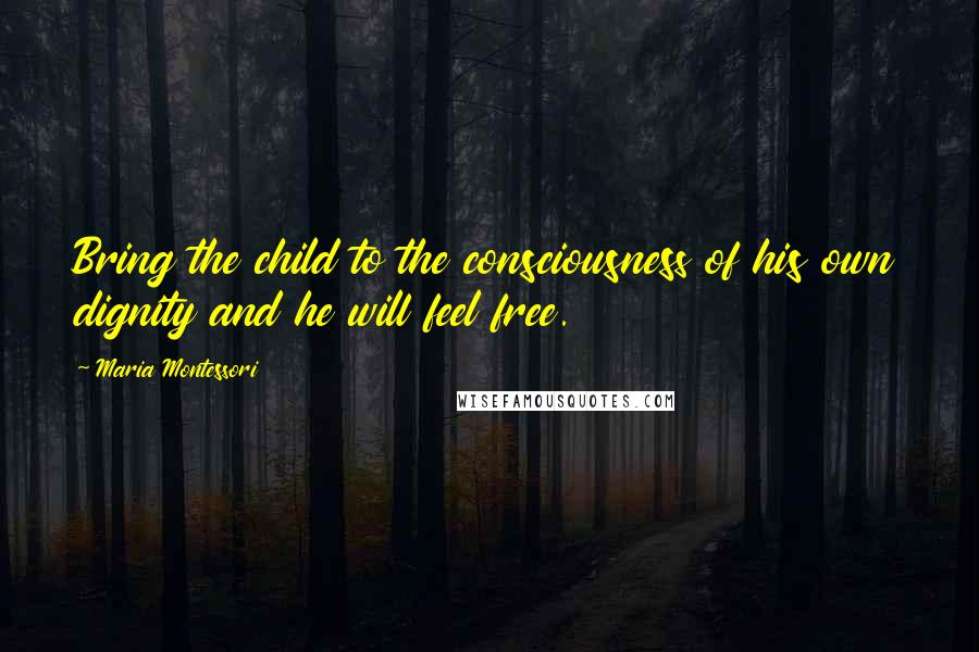 Maria Montessori Quotes: Bring the child to the consciousness of his own dignity and he will feel free.