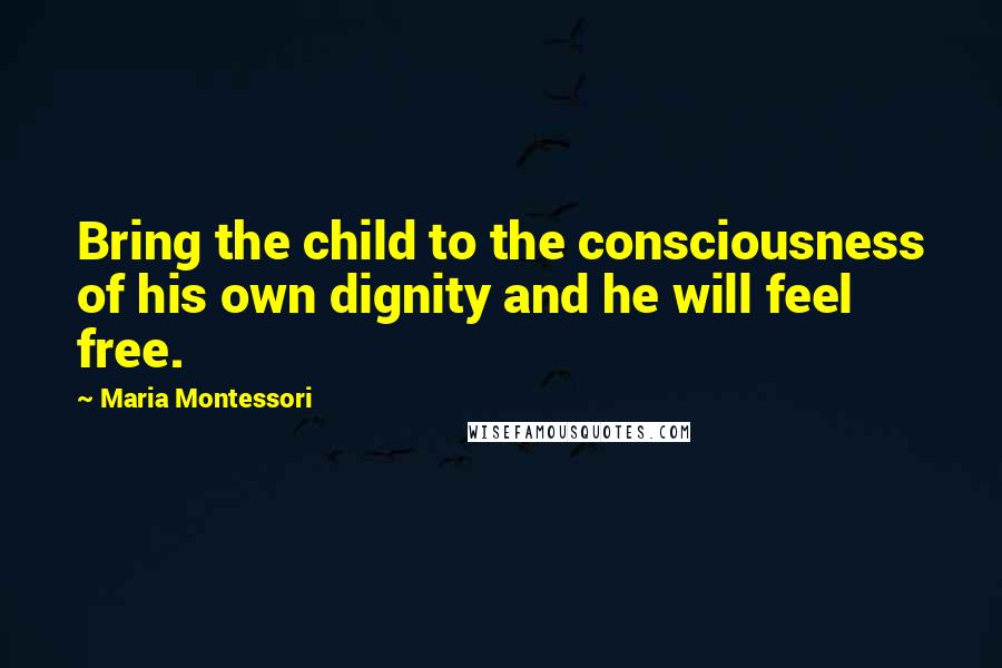Maria Montessori Quotes: Bring the child to the consciousness of his own dignity and he will feel free.