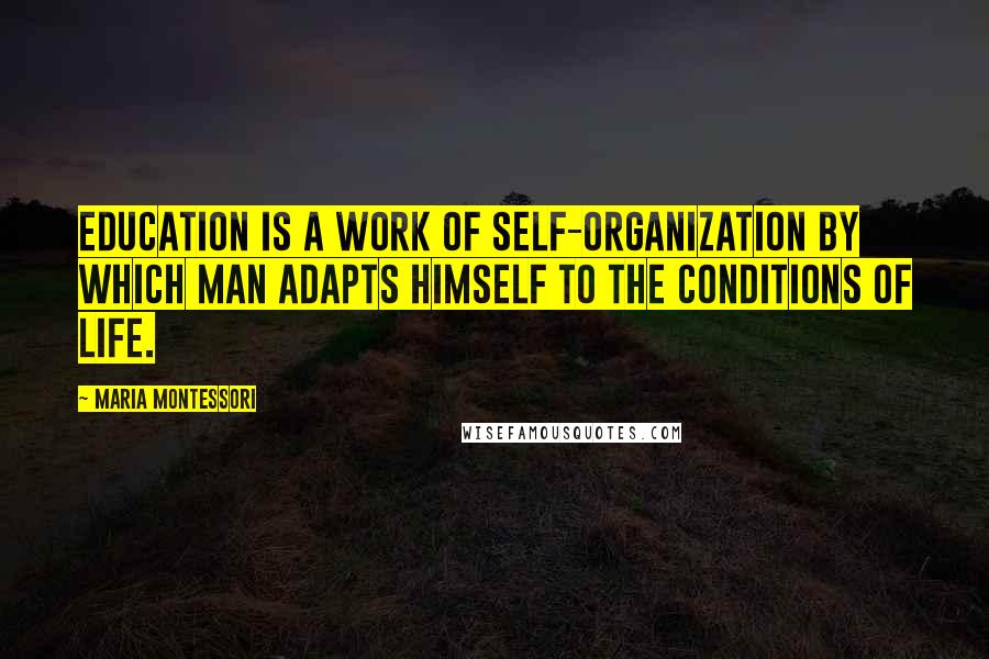 Maria Montessori Quotes: Education is a work of self-organization by which man adapts himself to the conditions of life.