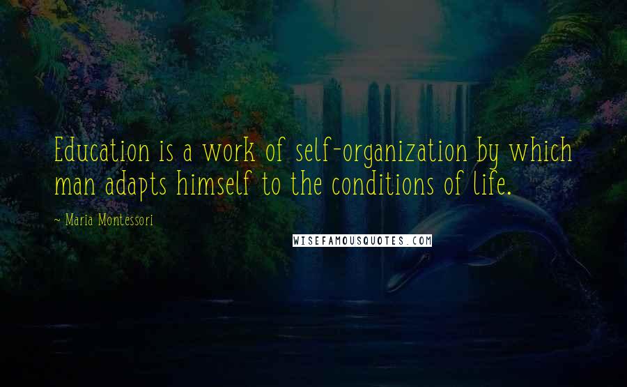 Maria Montessori Quotes: Education is a work of self-organization by which man adapts himself to the conditions of life.