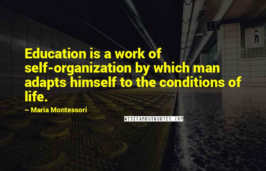Maria Montessori Quotes: Education is a work of self-organization by which man adapts himself to the conditions of life.