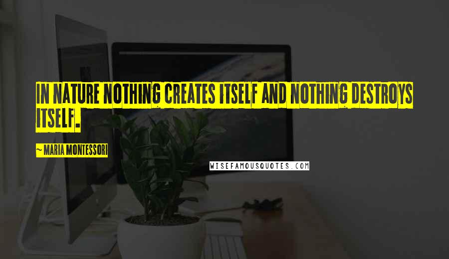 Maria Montessori Quotes: In nature nothing creates itself and nothing destroys itself.