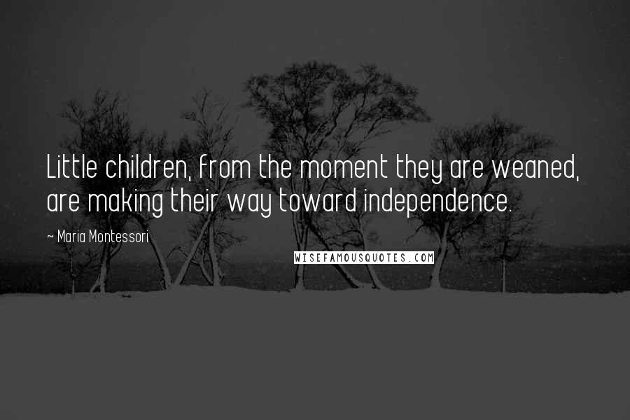 Maria Montessori Quotes: Little children, from the moment they are weaned, are making their way toward independence.