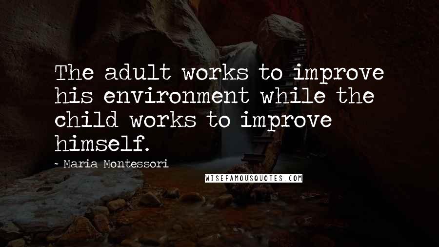 Maria Montessori Quotes: The adult works to improve his environment while the child works to improve himself.