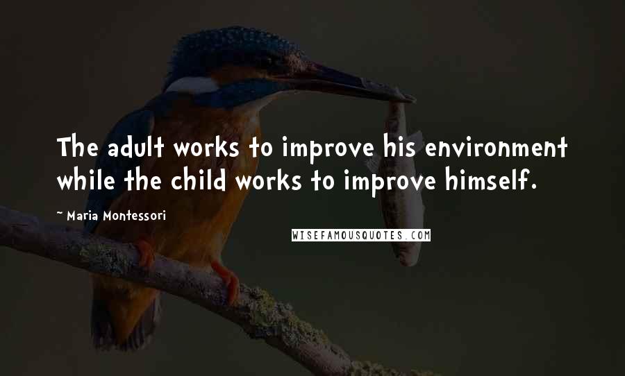 Maria Montessori Quotes: The adult works to improve his environment while the child works to improve himself.