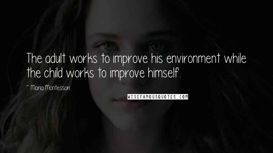 Maria Montessori Quotes: The adult works to improve his environment while the child works to improve himself.