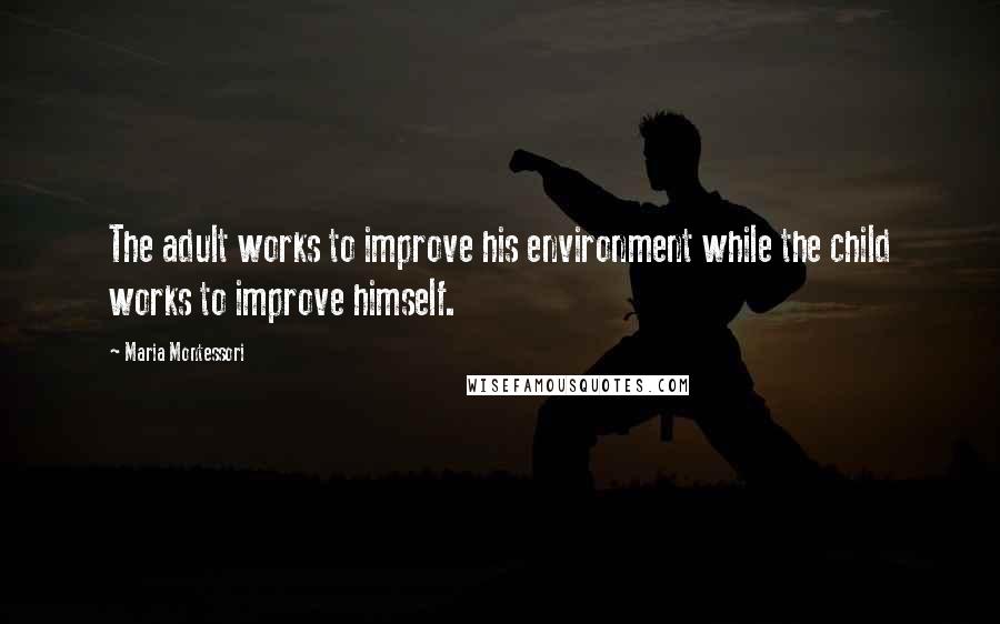 Maria Montessori Quotes: The adult works to improve his environment while the child works to improve himself.