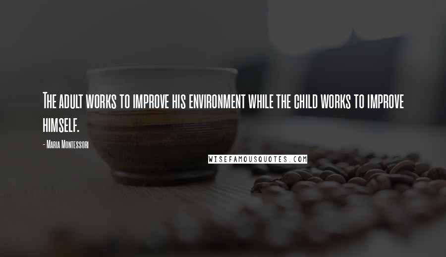 Maria Montessori Quotes: The adult works to improve his environment while the child works to improve himself.