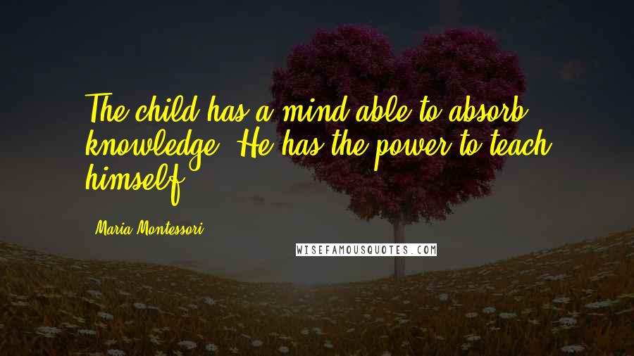 Maria Montessori Quotes: The child has a mind able to absorb knowledge. He has the power to teach himself.