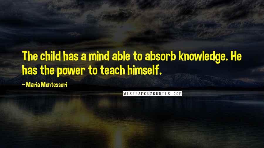 Maria Montessori Quotes: The child has a mind able to absorb knowledge. He has the power to teach himself.