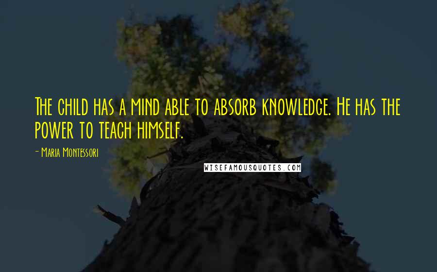 Maria Montessori Quotes: The child has a mind able to absorb knowledge. He has the power to teach himself.