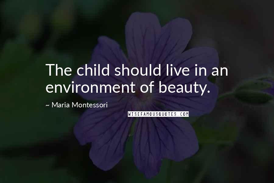 Maria Montessori Quotes: The child should live in an environment of beauty.