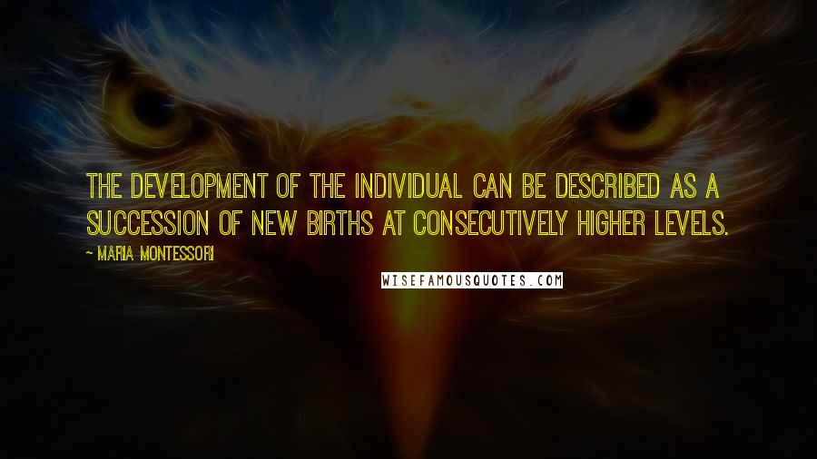 Maria Montessori Quotes: The development of the individual can be described as a succession of new births at consecutively higher levels.