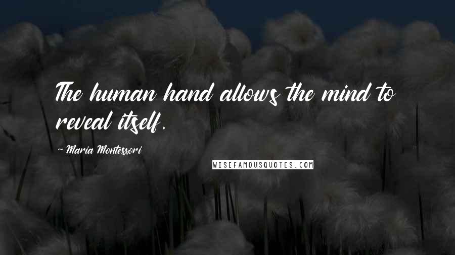 Maria Montessori Quotes: The human hand allows the mind to reveal itself.