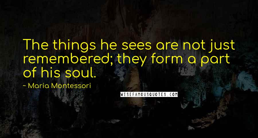 Maria Montessori Quotes: The things he sees are not just remembered; they form a part of his soul.