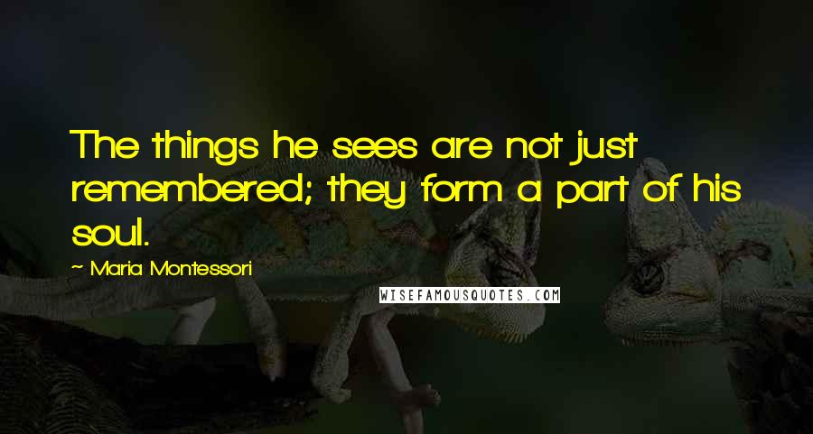Maria Montessori Quotes: The things he sees are not just remembered; they form a part of his soul.