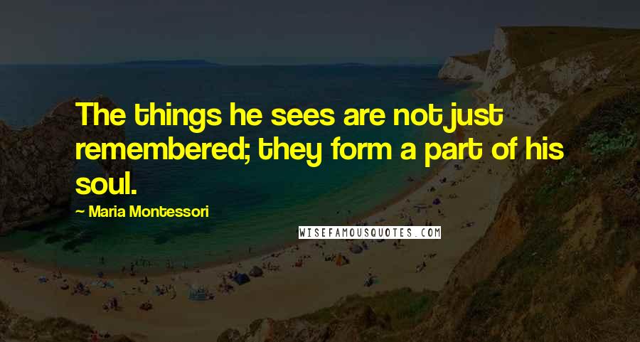 Maria Montessori Quotes: The things he sees are not just remembered; they form a part of his soul.