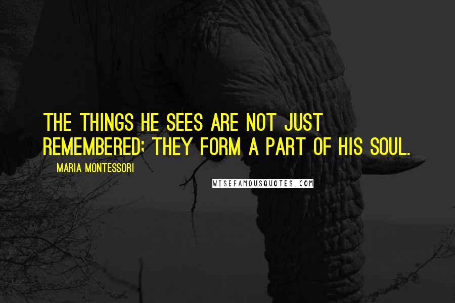 Maria Montessori Quotes: The things he sees are not just remembered; they form a part of his soul.