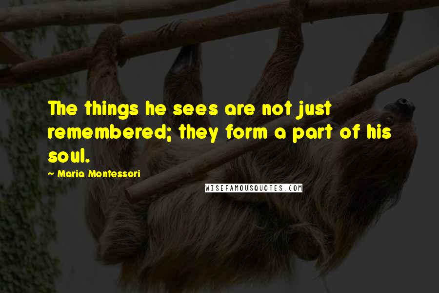 Maria Montessori Quotes: The things he sees are not just remembered; they form a part of his soul.