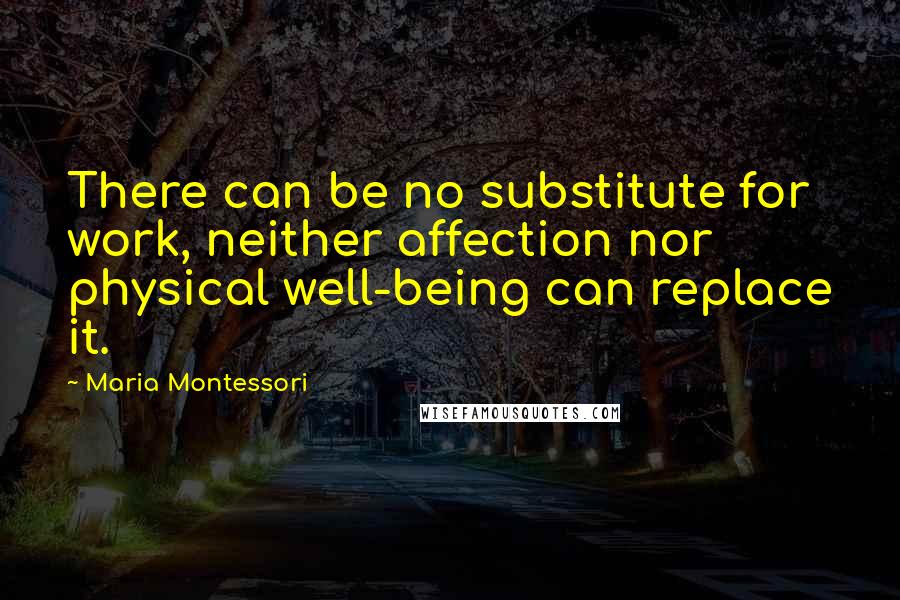 Maria Montessori Quotes: There can be no substitute for work, neither affection nor physical well-being can replace it.