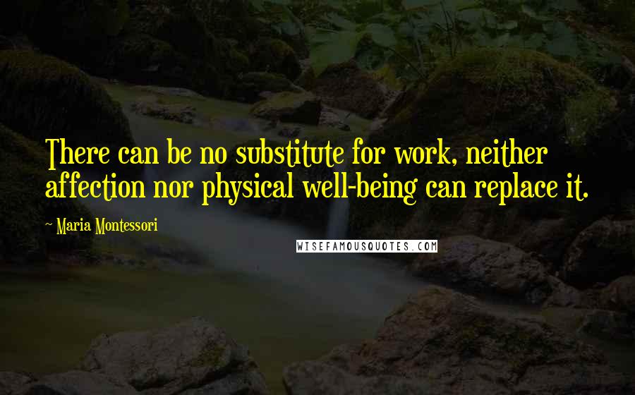 Maria Montessori Quotes: There can be no substitute for work, neither affection nor physical well-being can replace it.