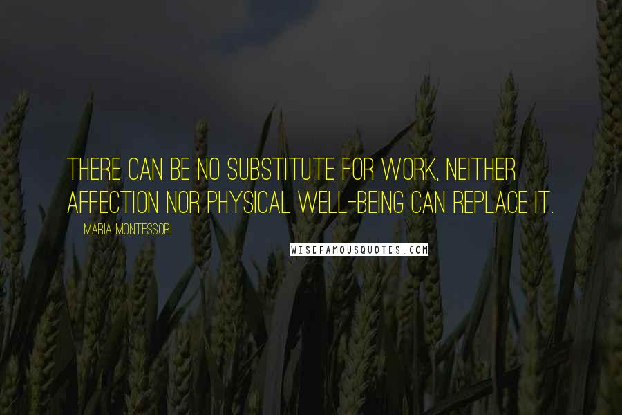 Maria Montessori Quotes: There can be no substitute for work, neither affection nor physical well-being can replace it.