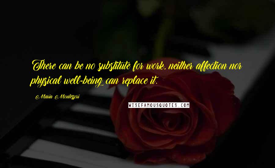 Maria Montessori Quotes: There can be no substitute for work, neither affection nor physical well-being can replace it.