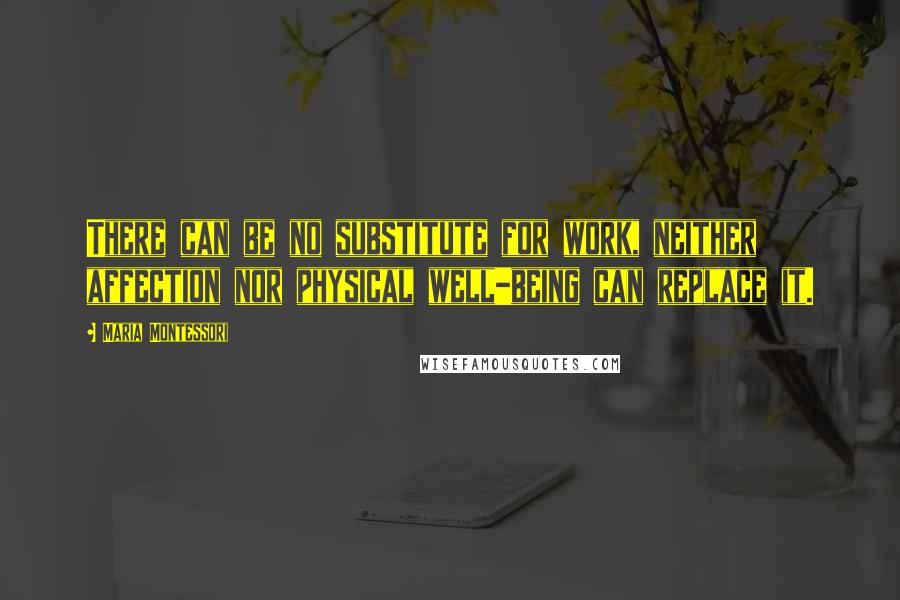 Maria Montessori Quotes: There can be no substitute for work, neither affection nor physical well-being can replace it.