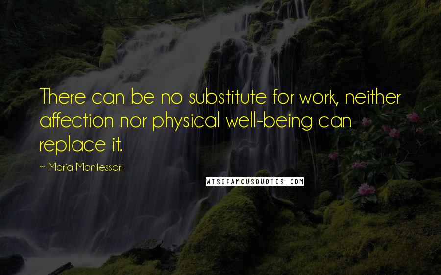 Maria Montessori Quotes: There can be no substitute for work, neither affection nor physical well-being can replace it.