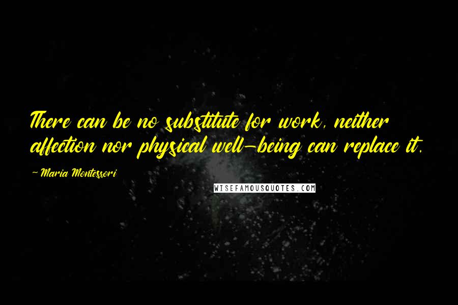 Maria Montessori Quotes: There can be no substitute for work, neither affection nor physical well-being can replace it.