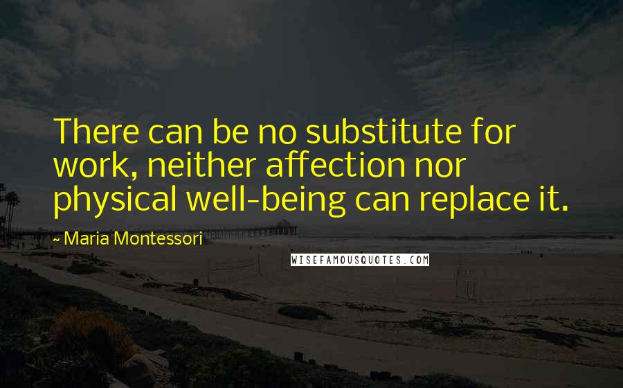 Maria Montessori Quotes: There can be no substitute for work, neither affection nor physical well-being can replace it.