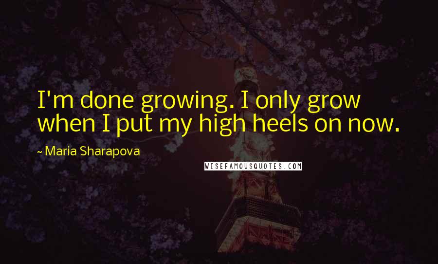 Maria Sharapova Quotes: I'm done growing. I only grow when I put my high heels on now.