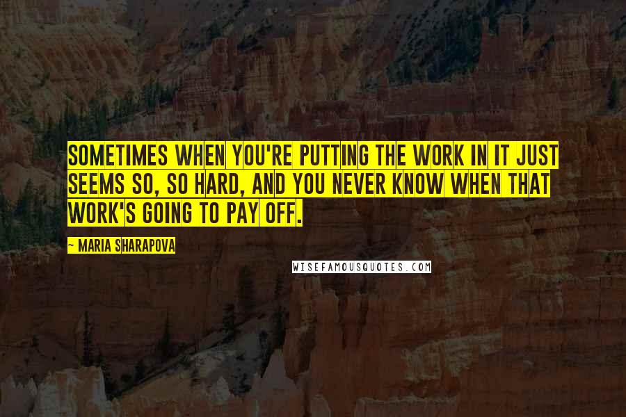 Maria Sharapova Quotes: Sometimes when you're putting the work in it just seems so, so hard, and you never know when that work's going to pay off.