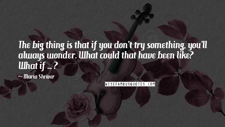 Maria Shriver Quotes: The big thing is that if you don't try something, you'll always wonder. What could that have been like? What if ... ?