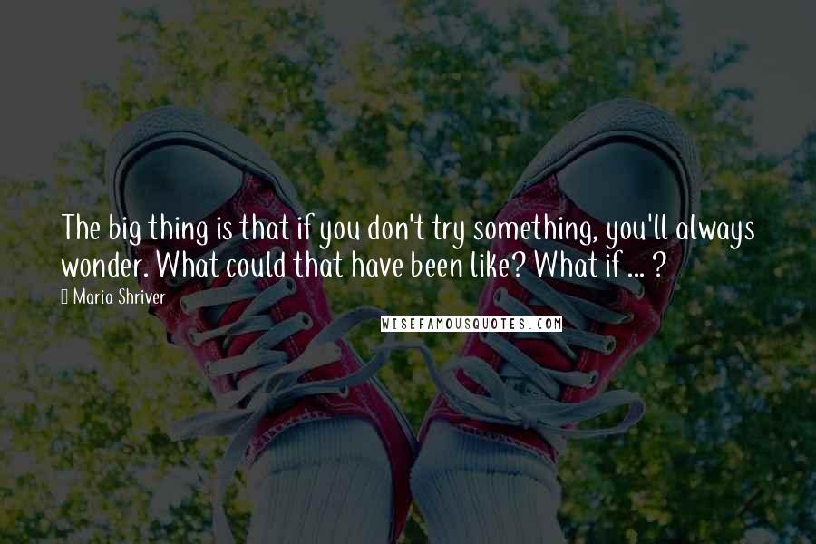 Maria Shriver Quotes: The big thing is that if you don't try something, you'll always wonder. What could that have been like? What if ... ?