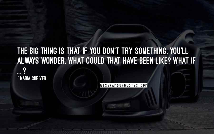 Maria Shriver Quotes: The big thing is that if you don't try something, you'll always wonder. What could that have been like? What if ... ?