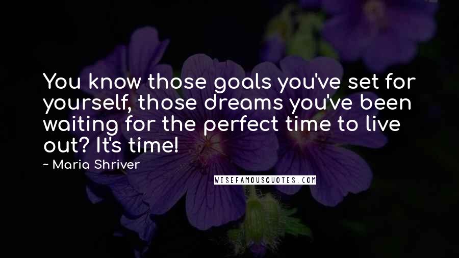 Maria Shriver Quotes: You know those goals you've set for yourself, those dreams you've been waiting for the perfect time to live out? It's time!