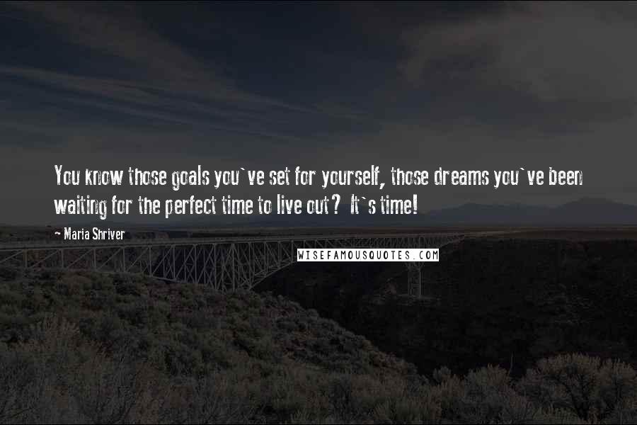 Maria Shriver Quotes: You know those goals you've set for yourself, those dreams you've been waiting for the perfect time to live out? It's time!