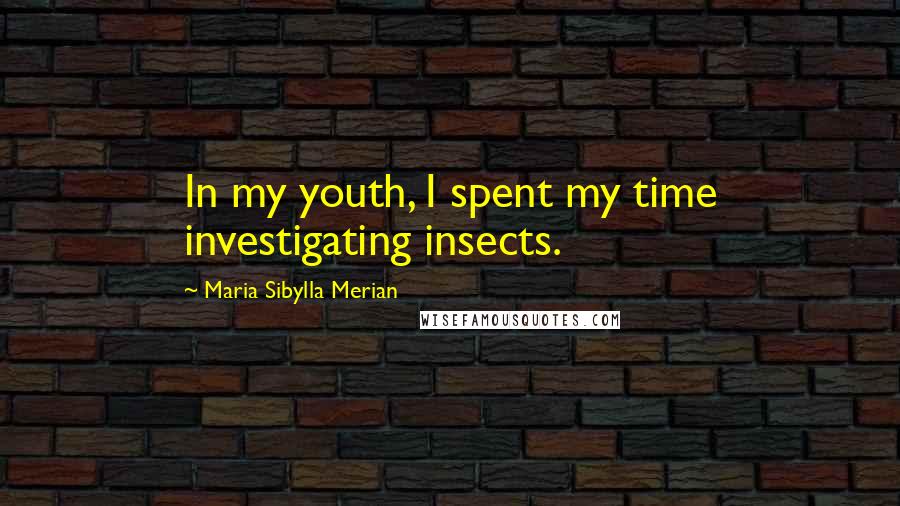 Maria Sibylla Merian Quotes: In my youth, I spent my time investigating insects.