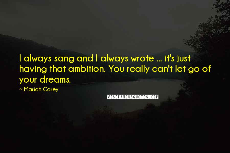 Mariah Carey Quotes: I always sang and I always wrote ... it's just having that ambition. You really can't let go of your dreams.