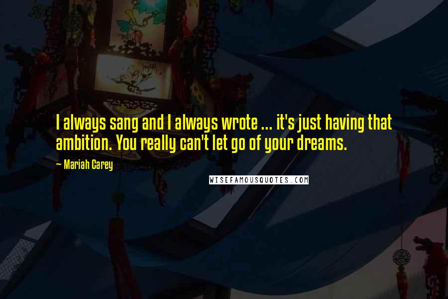 Mariah Carey Quotes: I always sang and I always wrote ... it's just having that ambition. You really can't let go of your dreams.