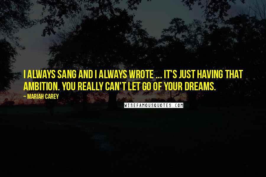 Mariah Carey Quotes: I always sang and I always wrote ... it's just having that ambition. You really can't let go of your dreams.