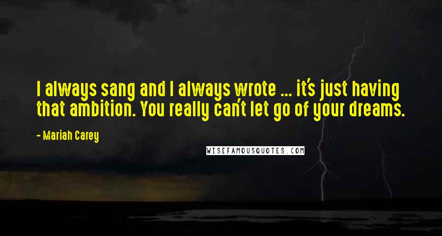 Mariah Carey Quotes: I always sang and I always wrote ... it's just having that ambition. You really can't let go of your dreams.