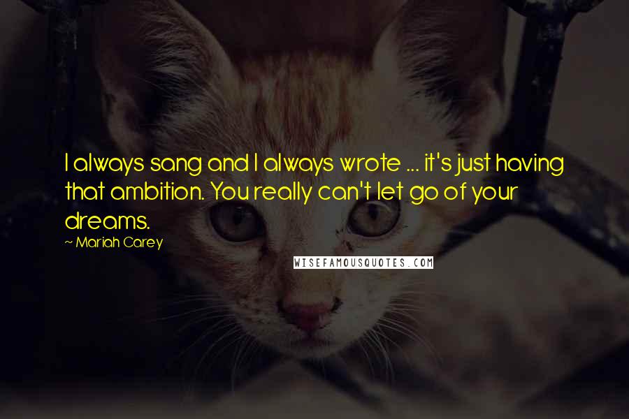 Mariah Carey Quotes: I always sang and I always wrote ... it's just having that ambition. You really can't let go of your dreams.