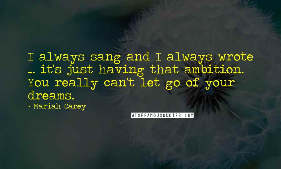 Mariah Carey Quotes: I always sang and I always wrote ... it's just having that ambition. You really can't let go of your dreams.