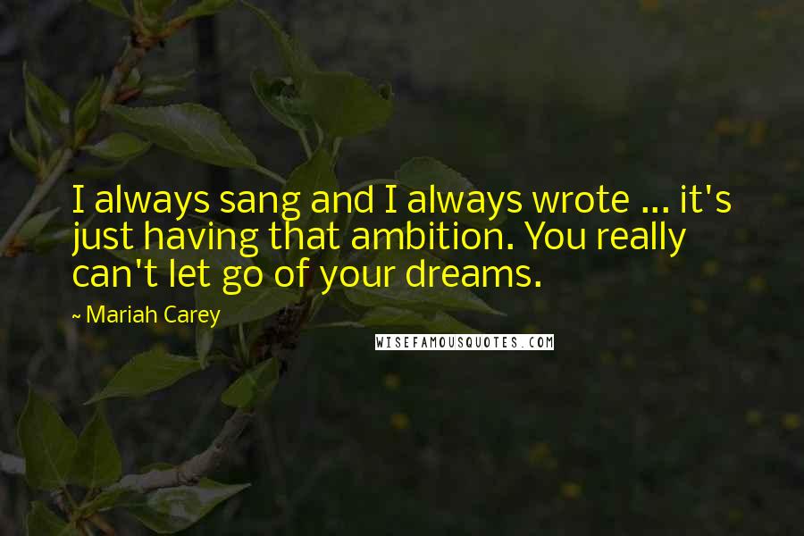 Mariah Carey Quotes: I always sang and I always wrote ... it's just having that ambition. You really can't let go of your dreams.