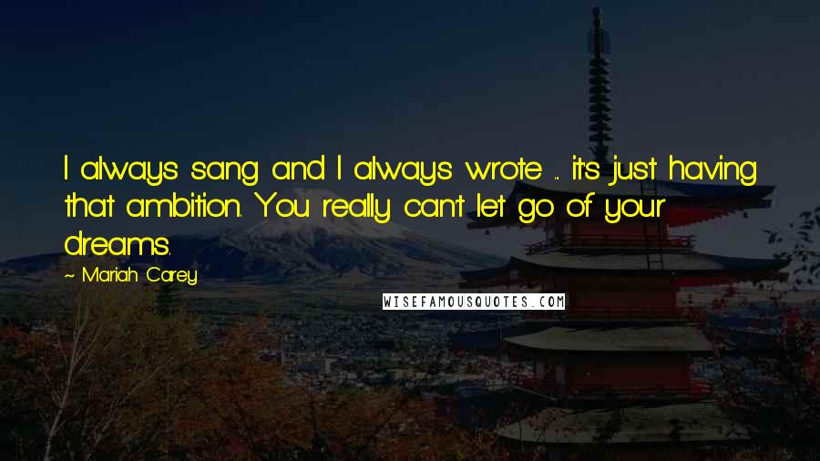 Mariah Carey Quotes: I always sang and I always wrote ... it's just having that ambition. You really can't let go of your dreams.